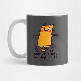 How do I look on yoga class funny yoga and cat drawing Mug